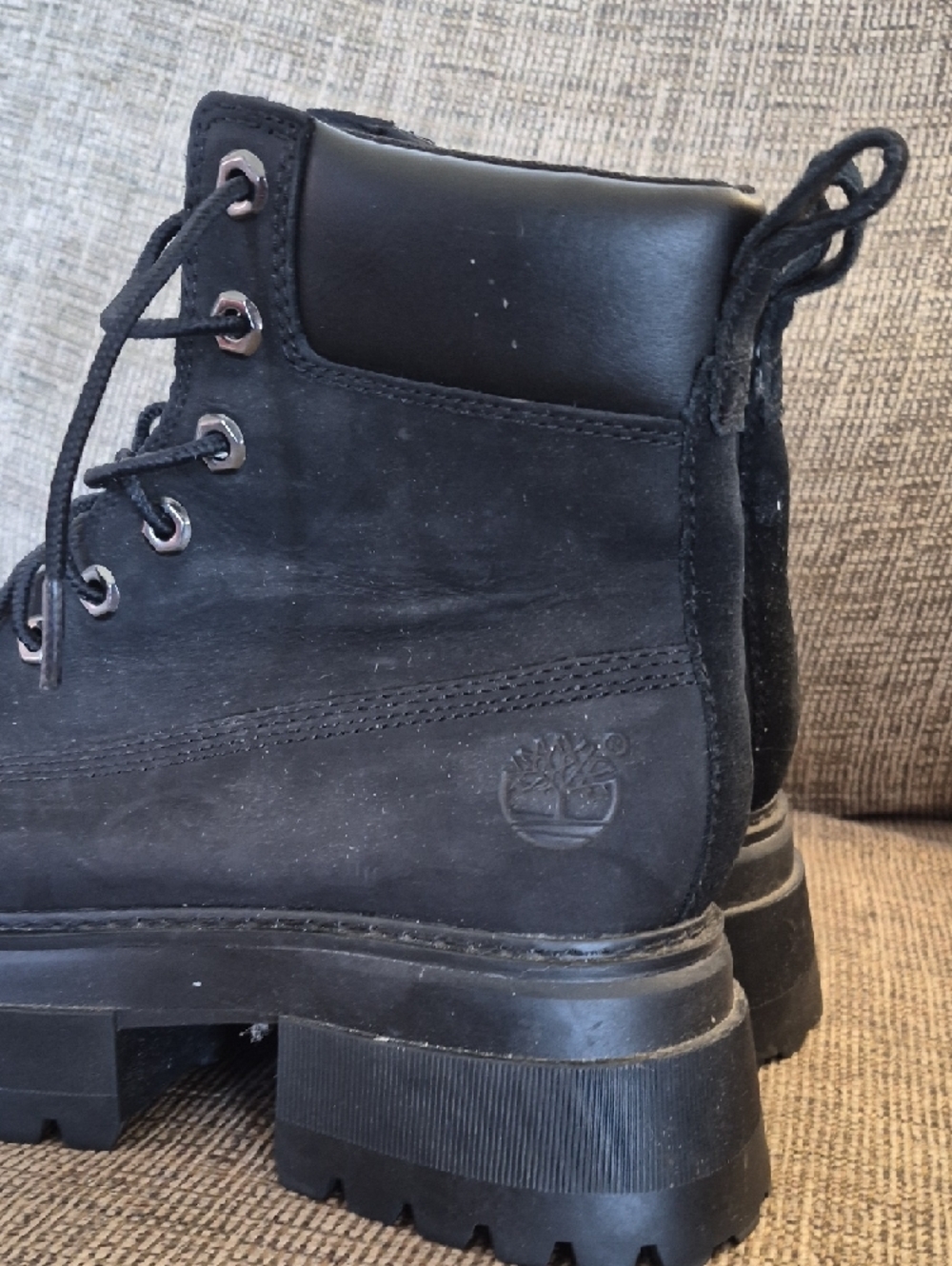 Timberland Black Suede Lug Platform Lace-Up Boots - Picture 4 of 4